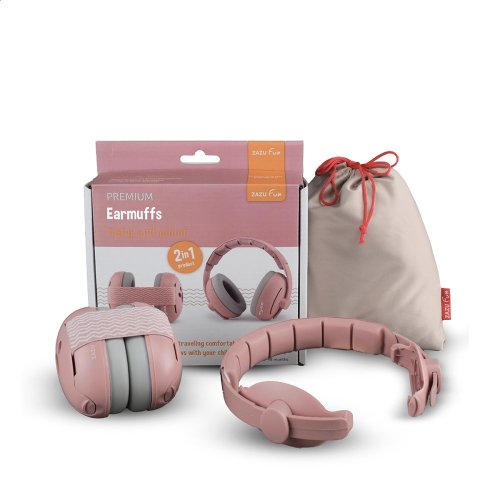 Zazu EARMUFFS růžové - 2v1 dětské chrániče sluchu