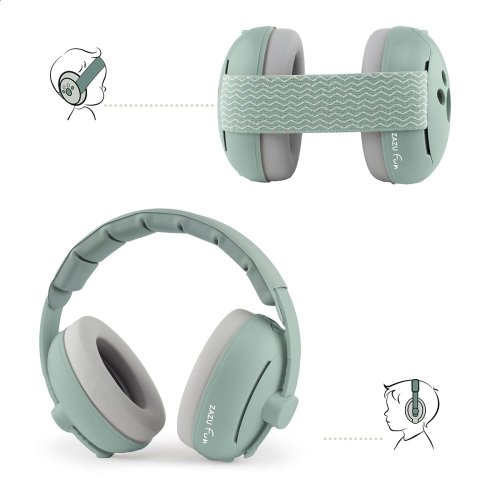 Zazu EARMUFFS zelené - 2v1 dětské chrániče sluchu