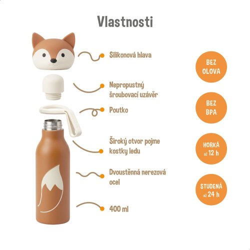 Zazu Dětská termoláhev 400 ml - Liška