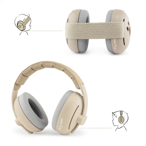 Zazu EARMUFFS béžové - 2v1 dětské chrániče sluchu