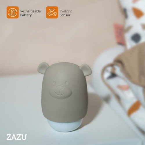Zazu Medvídek BENNY hnědošedý - noční světlo se senzorem soumraku