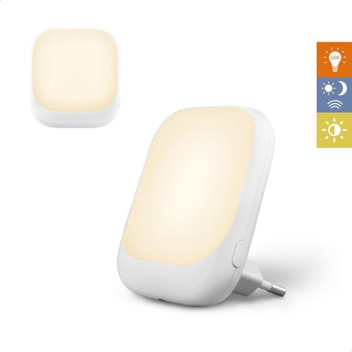 Zazu SOCKET bílé - noční světlo do zásuvky se senzorem soumraku