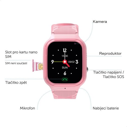 Zazu Dětské chytré hodinky 4G  - růžové