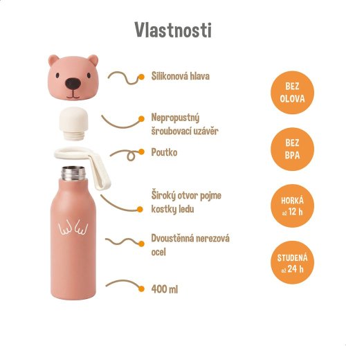 Zazu Dětská termoláhev 400 ml - Kapybara