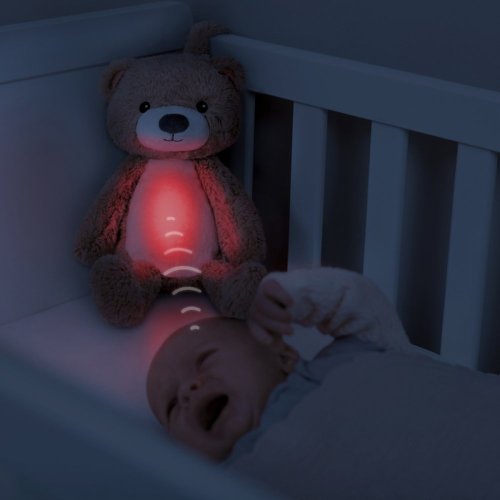 Zazu Medvídek BRODY hnědošedý - sleeptrainer s melodiemi a nočním světlem