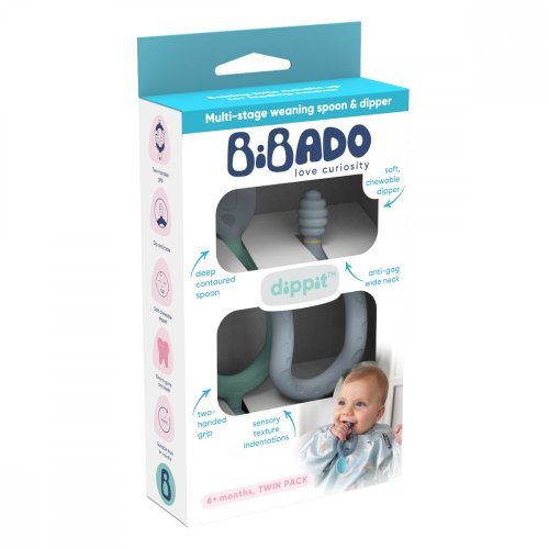 Bibado První lžička 2ks - šedá+mint