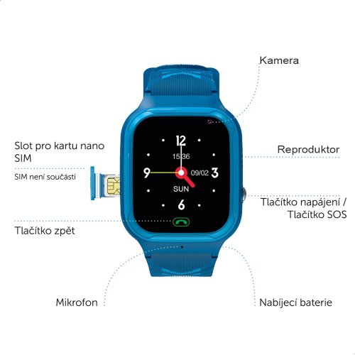 Zazu Dětské chytré hodinky 4G  - modré