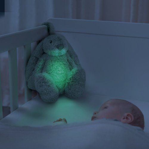 Zazu Králíček RO zelený - Šumící zvířátko s nočním světlem a USB nabíjením