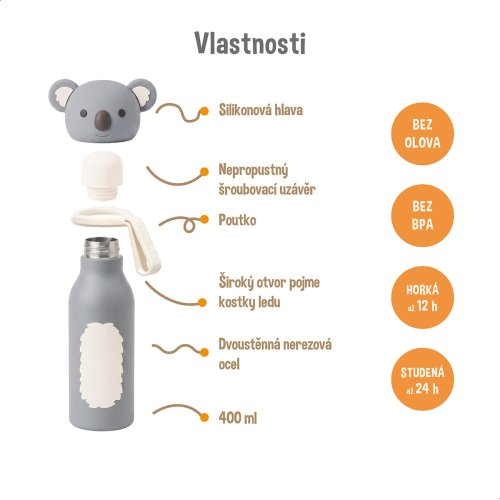 Zazu Dětská termoláhev 400 ml - Koala