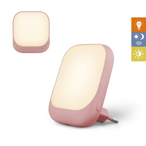 Zazu SOCKET růžové - noční světlo do zásuvky se senzorem soumraku